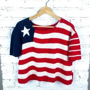 Vintage Hand Knitted American Flag Sweater